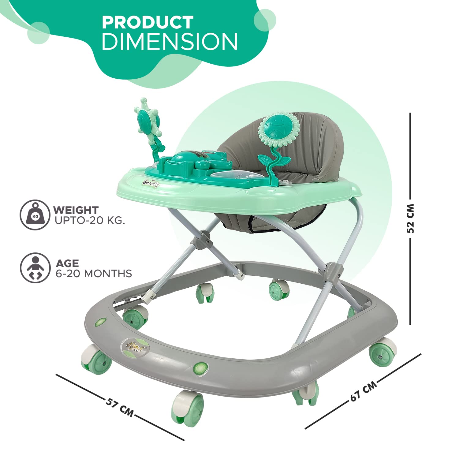 Dash Butterfly Deluxe Baby Walker with 3 Position